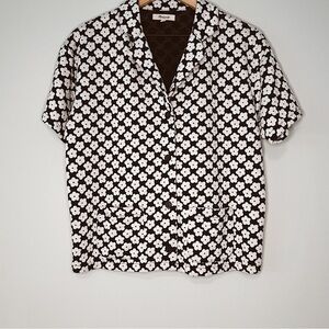 NWOT Madewell Small Blue & White Flower Jacquard Top